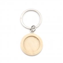 Support cabochon Key ring 20 mm Wood N°01