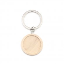 Support cabochon Key ring 25 mm Wood N°01