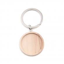 Support cabochon Key ring 30 mm Wood N°01