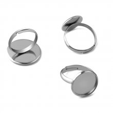 1 support cabochon ring of 14 mm Silver N°04