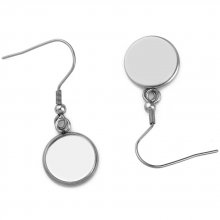 Support cabochon earring 18 mm N°06 Aged Silver