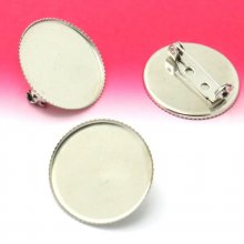 Round cabochon pin 18 mm Stainless steel aged silver N°01