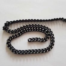 1 meter of flat chain Black and Silver