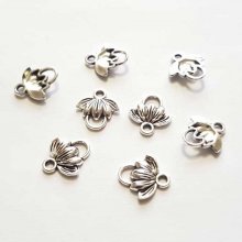 Flower Charm Metal N°120 x 10 pieces Silver