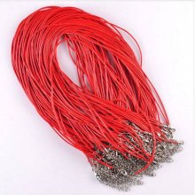 10 Necklaces imitation leather diameter 1.5 mm 40 cm Z6-05-3 Red 