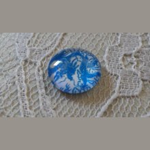 round glass cabochon 12mm blue flower 040 