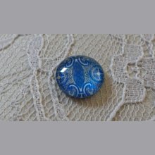 round glass cabochon 12mm blue flower 039 