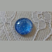 round glass cabochon 12mm blue flower 015 