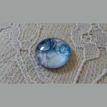 round glass cabochon 12mm blue flower 010 