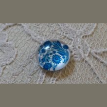 glass cabochon 12mm blue flower 001 