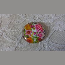 round glass cabochon 20mm flower 01-046 