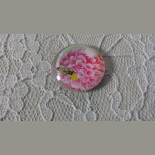 round glass cabochon 20mm flower 01-018 