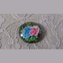 round glass cabochon 20mm flower 01-016 