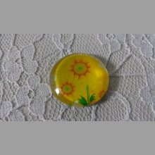round glass cabochon 20mm flower 01-012 