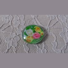 round glass cabochon 20mm flower 01-007 