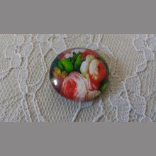 round glass cabochon 25mm flower 01-039 