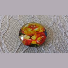 round glass cabochon 25mm flower 01-038 