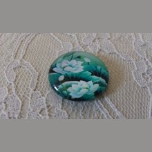 round glass cabochon 25mm flower 01-036 