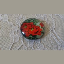 round glass cabochon 25mm flower 01-035 