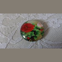 round glass cabochon 25mm flower 01-033 