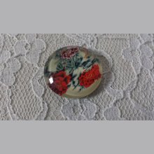 round glass cabochon 25mm flower 01-026 