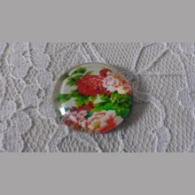 round glass cabochon 25mm flower 01-021 