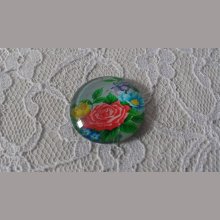 round glass cabochon 25mm flower 01-005 