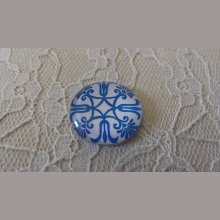 round glass cabochon 25mm flower 040 