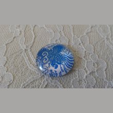 round glass cabochon 25mm flower 033 