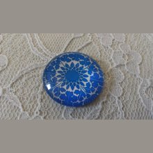 round glass cabochon 25mm flower 027 