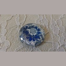 round glass cabochon 25mm flower 021 