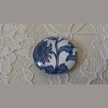 round glass cabochon 25mm flower 018 