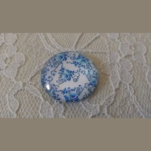 round glass cabochon 25mm flower 010 