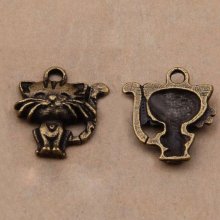 set of 5 bronze metal cat charms-No. 01 Cat Pendant 