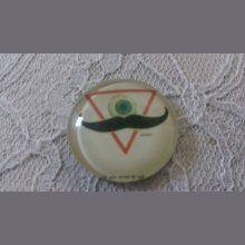 round glass cabochon 25mm mustache 041 