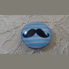 round glass cabochon 25mm mustache 036 