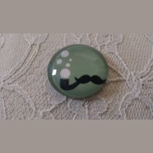 round glass cabochon 25mm mustache 035 