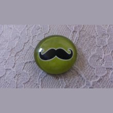 round glass cabochon 25mm mustache 034 