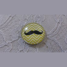 round glass cabochon 25mm mustache 033 