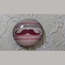 round glass cabochon 25mm mustache 027 