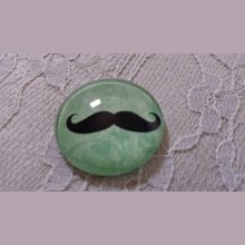 round glass cabochon 25mm mustache 024 