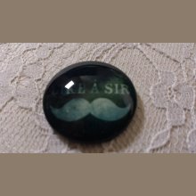 round glass cabochon 25mm mustache 021 