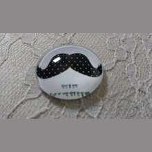 round glass cabochon 25mm moustache 018 