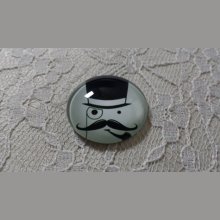 round glass cabochon 25mm moustache 017 