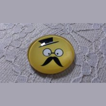 round glass cabochon 25mm moustache 016 