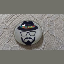 round glass cabochon 25mm moustache 006 