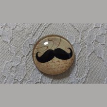 round glass cabochon 25mm moustache 005 