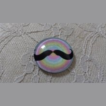 round glass cabochon 25mm mustache 001 