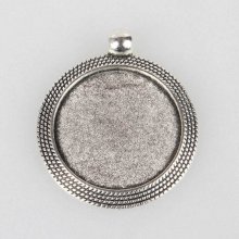 2 x 25mm silver cabochon holders, cabochon pendants 71AS