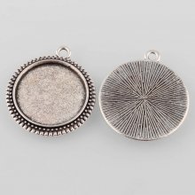 2 x 20mm silver cabochon holders, cabochon pendants 34AS 